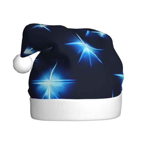 WBQLSL Cartoon Blauer Stern Erwachsene Weihnachtsmütze 39,9 cm hoch Plüsch Weihnachtsmütze Unisex dekorative Mütze Weihnachtsmann Weihnachten Halloween Party von WBQLSL