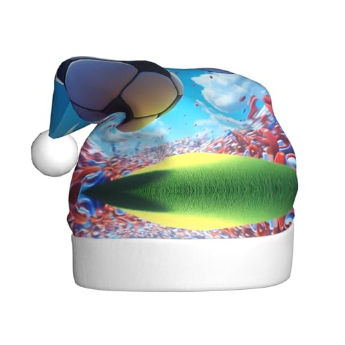 WBQLSL Cartoon Fußball Erwachsene Weihnachtsmütze 39,9 cm hoch Plüsch Weihnachtsmütze Unisex dekorative Mütze Weihnachtsmann Weihnachten Halloween Party von WBQLSL