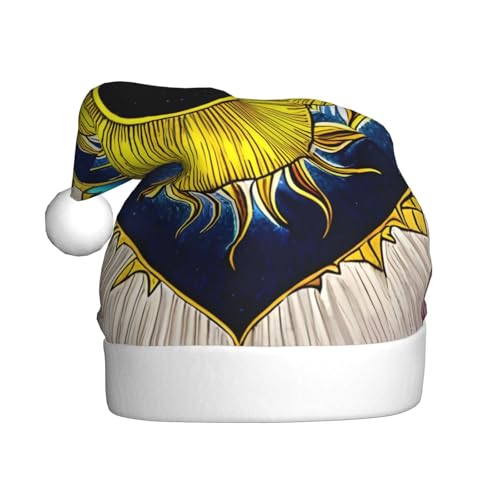 WBQLSL Cartoon Herz Sonne Erwachsene Weihnachtsmütze 39,9 cm hoch Plüsch Weihnachtsmütze Unisex dekorative Mütze Weihnachtsmann Weihnachten Halloween Party von WBQLSL
