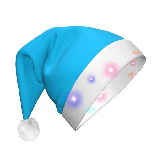 WBQLSL Einfarbige, hellblaue Weihnachtsmannmütze mit LED-Licht, Unisex, Weihnachten, Neujahr, Erwachsene, Plüsch, Neujahrsgeschenk, Partygeschenk WBQLSL Einfarbige, hellblaue Weihnachtsmannmütze mit LED-Licht, Unisex, Weihnachten, Neujahr, Erwachsene, Plüsch, Neujahrsgeschenk, Partygeschenk von WBQLSL