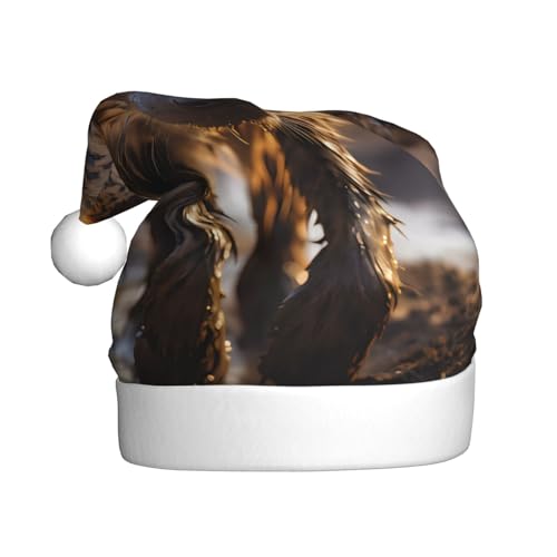 WBQLSL Lone Hyena Weihnachtsmütze für Erwachsene, 39,9 cm hohe Plüsch-Weihnachtsmütze, Unisex, dekorative Mütze, Weihnachtsmann, Weihnachten, Halloween-Party von WBQLSL