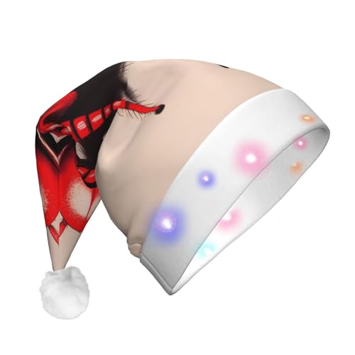 WBQLSL Niedliche kleine rote Spinne mit LED-Licht, Weihnachtsmannmütze, Unisex, Weihnachten, Neujahr, Erwachsene, Plüsch, Neujahrs-, Weihnachtsgeschenk, Party-Geschenk von WBQLSL