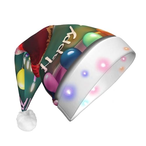 WBQLSL Schöne Weihnachtsmannmütze mit LED-Licht, Unisex, Weihnachten, Neujahr, Erwachsene, Plüsch, Neujahrsgeschenk, Party-Geschenk von WBQLSL
