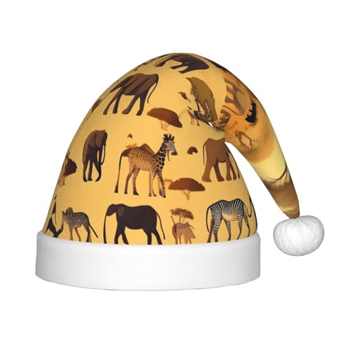 WBQLSL Weihnachtsfeierhüte, Weihnachts- und Neujahrsveranstaltung Bühnenauftritte und andere Feiertagsparty-Szenen, afrikanische Graslandtiere Kinder Weihnachtsmützen von WBQLSL