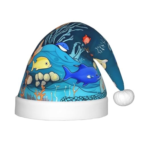 WBQLSL Weihnachtsfeierhüte, Weihnachts- und Neujahrsveranstaltung Bühnenauftritte und andere Feiertagsparty-Szenen, blaue Unterwasserwelt der Fische Kinder Weihnachtsmützen von WBQLSL