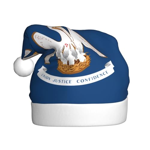 WBQLSL Weihnachtsmannmütze für Erwachsene, Motiv: Louisiana-Flagge, Plüschmütze, Weihnachtsmannmütze, Neujahr, Party, Uni, dekorative Mütze, 40 cm WBQLSL Weihnachtsmannmütze für Erwachsene, Motiv: Louisiana-Flagge, Plüschmütze, Weihnachtsmannmütze, Neujahr, Party, Uni, dekorative Mütze, 40 cm von WBQLSL