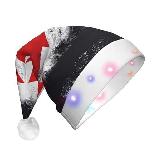 WBQLSL Weihnachtsmannmütze mit kanadischer Flagge, LED-Licht, Unisex, Weihnachten, Neujahr, Erwachsene, Plüsch, Neujahrsgeschenk, Partygeschenk von WBQLSL
