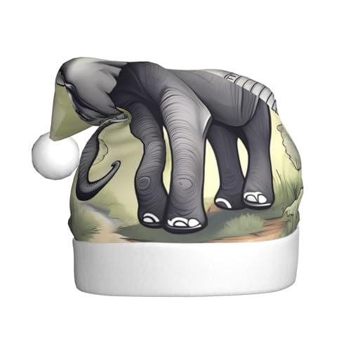 WBQLSL Weihnachtsmütze für Erwachsene, Weihnachtsmannmütze, Elefant, Plüsch, Weihnachtsmannmütze, Weihnachten, Neujahr, Party, Uni, dekorative Mütze, 40 cm WBQLSL Weihnachtsmütze für Erwachsene, Weihnachtsmannmütze, Elefant, Plüsch, Weihnachtsmannmütze, Weihnachten, Neujahr, Party, Uni, dekorative Mütze, 40 cm von WBQLSL