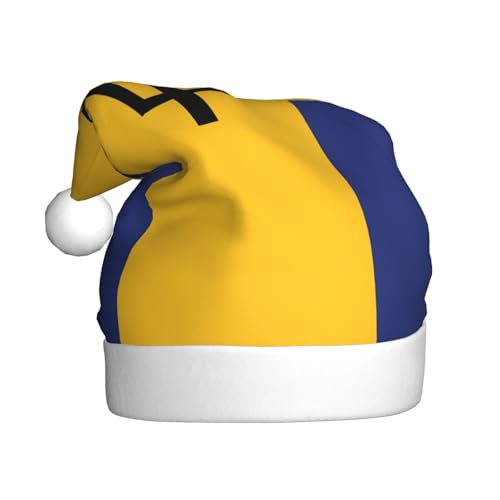 WBQLSL Weihnachtsmütze für Erwachsene, Weihnachtsmannmütze, Flagge von Barbados, Plüsch, Weihnachtsmannmütze, Weihnachtsfest, Neujahr, Party, Uni, dekorative Mütze, 40 cm WBQLSL Weihnachtsmütze für Erwachsene, Weihnachtsmannmütze, Flagge von Barbados, Plüsch, Weihnachtsmannmütze, Weihnachtsfest, Neujahr, Party, Uni, dekorative Mütze, 40 cm von WBQLSL
