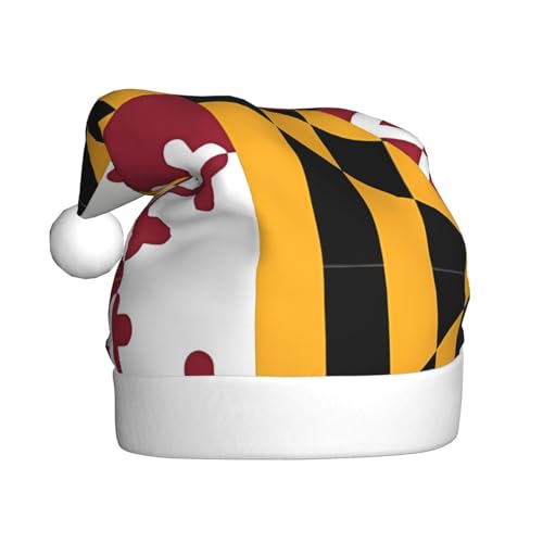 WBQLSL Weihnachtsmütze für Erwachsene, Weihnachtsmannmütze, Flagge von Maryland, Plüsch, Weihnachtsmannmütze, Weihnachtsfest, Neujahr, Party, Uni, dekorative Mütze, 40 cm WBQLSL Weihnachtsmütze für Erwachsene, Weihnachtsmannmütze, Flagge von Maryland, Plüsch, Weihnachtsmannmütze, Weihnachtsfest, Neujahr, Party, Uni, dekorative Mütze, 40 cm von WBQLSL
