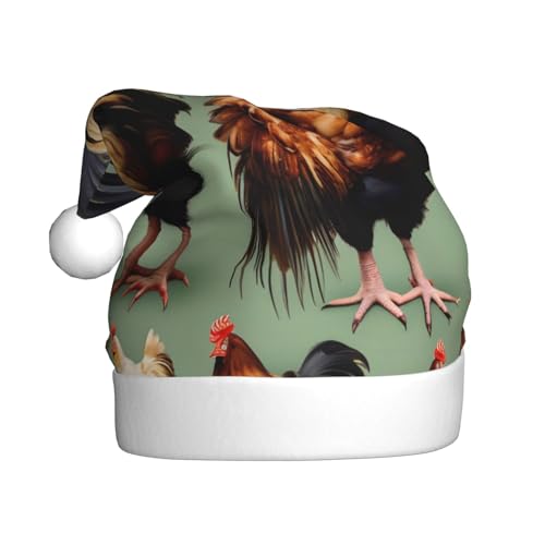 WBQLSL Weihnachtsmütze für Erwachsene, Weihnachtsmannmütze, Hahn und Huhn, Plüsch, Weihnachtsmannmütze, Weihnachtsfest, Neujahr, Party, Uni, dekorative Mütze, 40 cm WBQLSL Weihnachtsmütze für Erwachsene, Weihnachtsmannmütze, Hahn und Huhn, Plüsch, Weihnachtsmannmütze, Weihnachtsfest, Neujahr, Party, Uni, dekorative Mütze, 40 cm von WBQLSL