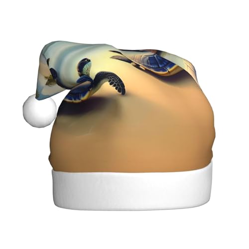 WBQLSL Weihnachtsmütze für Erwachsene, Weihnachtsmannmütze, Schildkröten am Strand, Plüsch, Weihnachtsmannmütze, Weihnachten, Neujahr, Party, Uni, dekorative Mütze, 40 cm WBQLSL Weihnachtsmütze für Erwachsene, Weihnachtsmannmütze, Schildkröten am Strand, Plüsch, Weihnachtsmannmütze, Weihnachten, Neujahr, Party, Uni, dekorative Mütze, 40 cm von WBQLSL