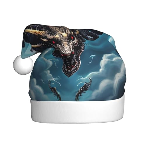 WBQLSL Weihnachtsmütze für Erwachsene, Weihnachtsmannmütze, fliegender Drache, Plüsch, Weihnachtsmannmütze, Weihnachten, Neujahr, Party, Uni, dekorative Mütze, 40 cm WBQLSL Weihnachtsmütze für Erwachsene, Weihnachtsmannmütze, fliegender Drache, Plüsch, Weihnachtsmannmütze, Weihnachten, Neujahr, Party, Uni, dekorative Mütze, 40 cm von WBQLSL