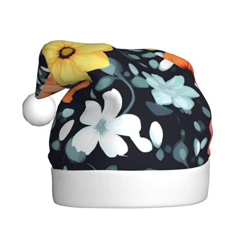 WBQLSL Weihnachtsmütze für Erwachsene, Weihnachtsmannmütze, schöne bunte Blumen, Plüsch-Weihnachtsmannmütze, Weihnachten, Neujahr, Party, Uni, dekorative Mütze, 40 cm WBQLSL Weihnachtsmütze für Erwachsene, Weihnachtsmannmütze, schöne bunte Blumen, Plüsch-Weihnachtsmannmütze, Weihnachten, Neujahr, Party, Uni, dekorative Mütze, 40 cm von WBQLSL