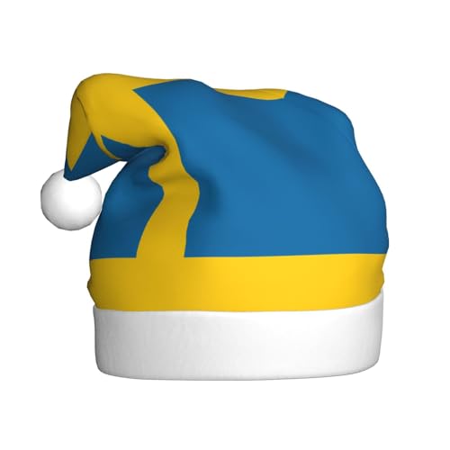 WBQLSL Weihnachtsmütze für Erwachsene, schwedische Flagge, Plüsch, Weihnachtsmannmütze, Weihnachtsmannmütze, Neujahr, Party, Uni, dekorative Mütze, 40 cm WBQLSL Weihnachtsmütze für Erwachsene, schwedische Flagge, Plüsch, Weihnachtsmannmütze, Weihnachtsmannmütze, Neujahr, Party, Uni, dekorative Mütze, 40 cm von WBQLSL