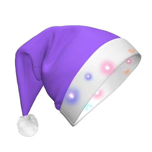 WBQLSL Weihnachtsmütze mit LED-Licht, einfarbig, hellviolett, Unisex, Weihnachten, Neujahr, Erwachsene, Plüsch, Neujahrsgeschenk, Partygeschenk von WBQLSL