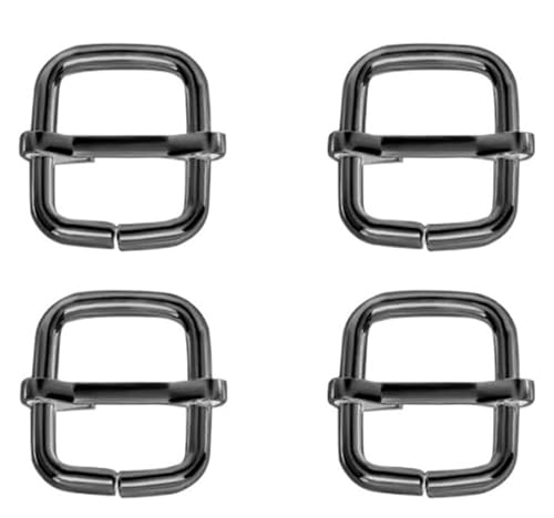 Verstellbare Schiebeschnalle aus Metall, 4 Stück, Metallschieber, drahtgeformter Rollstift, Ledertasche, Rucksackschnallen, Schieberversteller, Taschengurtzubehör, 19–39 mm(Black,Inside wide 33mm) von WBTAJZHY