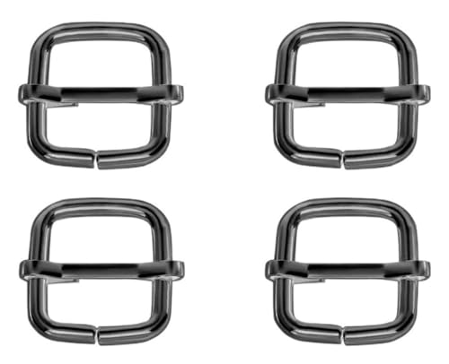 Verstellbare Schiebeschnalle aus Metall, 4 Stück, Metallschieber, drahtgeformter Rollstift, Ledertasche, Rucksackschnallen, Schieberversteller, Taschengurtzubehör, 19–39 mm(Black,Inside wide 33mm) von WBTAJZHY