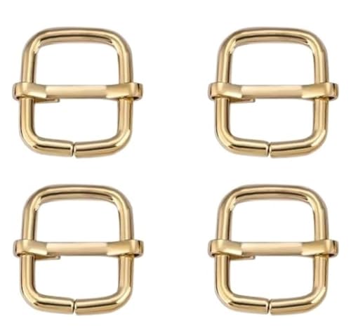 Verstellbare Schiebeschnalle aus Metall, 4 Stück, Metallschieber, drahtgeformter Rollstift, Ledertasche, Rucksackschnallen, Schieberversteller, Taschengurtzubehör, 19–39 mm(Gold,Inside wide 17mm) von WBTAJZHY