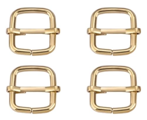 Verstellbare Schiebeschnalle aus Metall, 4 Stück, Metallschieber, drahtgeformter Rollstift, Ledertasche, Rucksackschnallen, Schieberversteller, Taschengurtzubehör, 19–39 mm(Gold,Inside wide 39mm) von WBTAJZHY