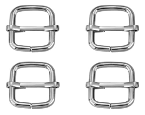Verstellbare Schiebeschnalle aus Metall, 4 Stück, Metallschieber, drahtgeformter Rollstift, Ledertasche, Rucksackschnallen, Schieberversteller, Taschengurtzubehör, 19–39 mm(Silver,Inside wide 25mm) von WBTAJZHY