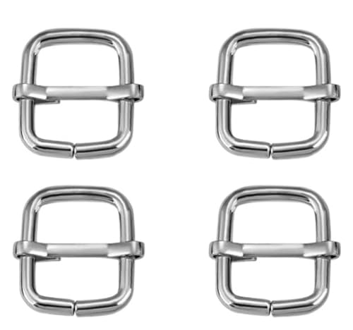 Verstellbare Schiebeschnalle aus Metall, 4 Stück, Metallschieber, drahtgeformter Rollstift, Ledertasche, Rucksackschnallen, Schieberversteller, Taschengurtzubehör, 19–39 mm(Silver,Inside wide 33mm) von WBTAJZHY