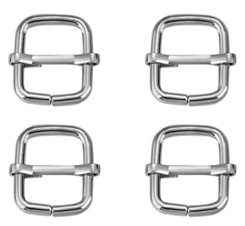 Verstellbare Schiebeschnalle aus Metall, 4 Stück Metallschieber, drahtgeformte Rollstiftschnallen, Versteller, Taschengurt-Zubehör, quadratische Ringschnallen, DIY-Handarbeiten(Sliver,3.3x2cm-5pcs) von WBTAJZHY