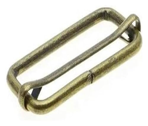 WBTAJZHY Verstellbare Schiebeschnalle aus Metall, 10 Stück/Packung Metallschieber, drahtgeformte Rollstiftschnallen, Gurtschieber-Einstellschnallen, Gurtband(Antique Brass,Webbing Size 32mm) von WBTAJZHY