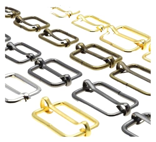WBTAJZHY Verstellbare Schiebeschnalle aus Metall, 10 Stück Metallschieber, drahtgeformte Rollstiftschnallen, Riemenschieber-Einstellschnallen(Gold,12mm) von WBTAJZHY