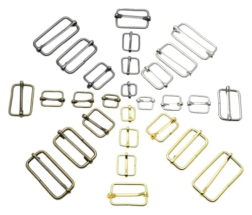WBTAJZHY Verstellbare Schiebeschnalle aus Metall, 10 Stück Metallschieber, drahtgeformte Rollstiftschnallen, Riemenschieber-Einstellschnallen(Nickel,25mm) von WBTAJZHY