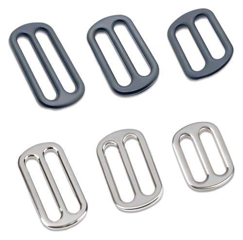 WBTAJZHY Verstellbare Schiebeschnalle aus Metall, Flache Schiebeschnalle aus Metall, 6 Stück Triglide-Gleitgurthalter(Ncikel,1inch(25mm)) von WBTAJZHY