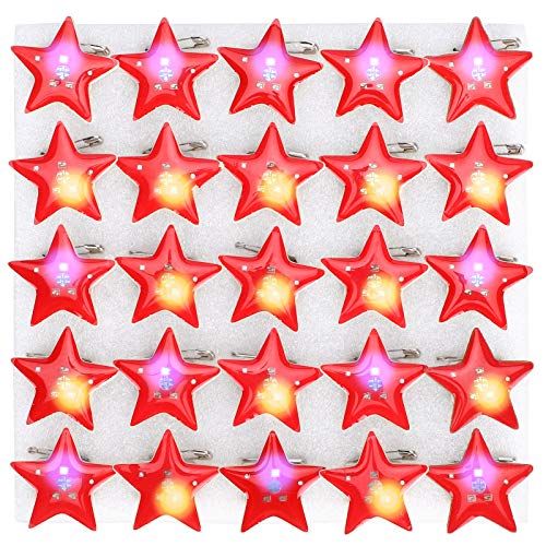 WBTY 25 Stück Brosche Pins LED Leuchten Weihnachtsnadeln Stern Abzeichen Brosche für Kinder Party Favors von WBTY