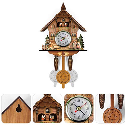 WBTY Kuckucksuhr Antik Holz Kuckuck Vogelhaus Wanduhr Wohnkultur Hängende Kuckucksuhr Auto Swing Bell Pendel Wohnkultur (CM010) von WBTY