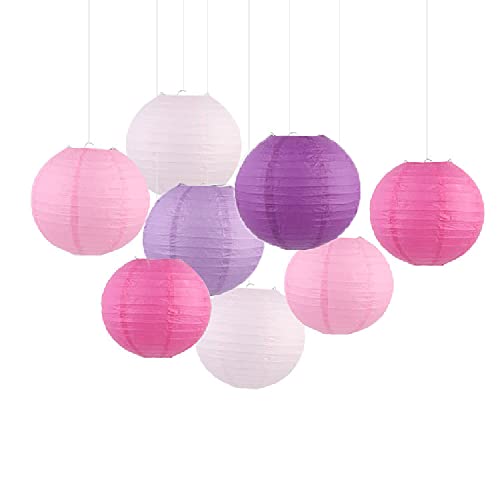 FGFG 25 Stück Rund Lampenschirm, Rund Papier Lampion, Weiße Papier Laterne, Handgefertigt Und Wiederverwendbar, Zum Dekorieren Von Geburtstagsfeiern, Verlobungen Oder Hochzeiten (Rosa) von WBYNB