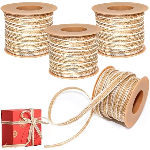 Jute Sackleinen Band, 4 Rollen Dekoband Sackleinen Band, 5 mm Jute Hessisches Band, Juteband Rollen 10M/Rolle, Juteband Bastelband, für DIY-Kunsthandwerk Geschenkverpackung Hochzeit Party Home Jute Sackleinen Band, 4 Rollen Dekoband Sackleinen Band, 5 mm Jute Hessisches Band, Juteband Rollen 10M/Rolle, Juteband Bastelband, für DIY-Kunsthandwerk Geschenkverpackung Hochzeit Party Home von WBYNB