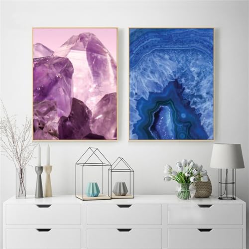 Wandkunstdrucke,2 Bilder Set-Abstrakte Wandkunst Achat Druck Poster Blau Leinwand Malerei Kristall Mineral Wandbild Küche Schlafzimmer Büro Startseite Zimmer Dekoration-40*50cm/16*20 Zoll(ungerahmt) Wandkunstdrucke,2 Bilder Set-Abstrakte Wandkunst Achat Druck Poster Blau Leinwand Malerei Kristall Mineral Wandbild Küche Schlafzimmer Büro Startseite Zimmer Dekoration-40*50cm/16*20 Zoll(ungerahmt) von WBYZAC