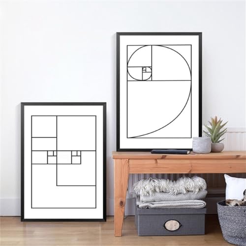 Wandkunstdrucke,2 Stück-Abstrakte Geometrische Goldene Schnittlinie Poster Drucke Wand Kunst Leinwand Malerei Bilder Schlafzimmer Büro Startseite Zimmer Dekoration-40 * 50cm/16 * 20 Zoll(ungerahmt) von WBYZAC