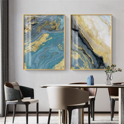 Wandkunstdrucke,2 Stück-Moderne Goldfolie Leinwand Gemälde Goldene Abstrakte Nordisch Poster Drucke Wohnzimmer Schlafzimmer Büro Zimmer Blau Wand Kunst Dekoration Bilder-50*60cm/20*24 Zoll(ungerahmt) Wandkunstdrucke,2 Stück-Moderne Goldfolie Leinwand Gemälde Goldene Abstrakte Nordisch Poster Drucke Wohnzimmer Schlafzimmer Büro Zimmer Blau Wand Kunst Dekoration Bilder-50*60cm/20*24 Zoll(ungerahmt) von WBYZAC