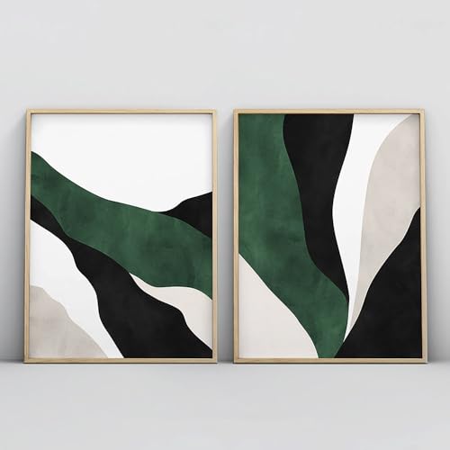 Wandkunstdrucke,Set Von 2-Moderne Abstrakte Smaragd Juwel Grüne Linien Farbblock Poster Drucke Leinwand Gemälde Wand Kunst Bild Schlafzimmer Büro Dekor-40 * 50cm/16 * 20 Zoll(ungerahmt) von WBYZAC