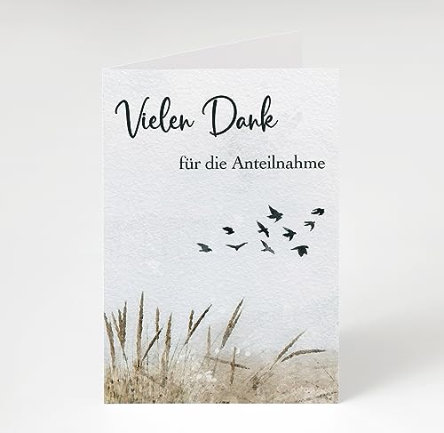 10x Danksagungskarten Trauer - Klappkarte Danksagung Friedlicher See mit Vögeln - Dankeskarten (DIN A6) von WBdesignz