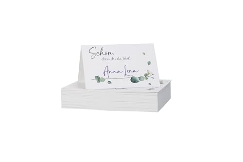50 x Tischkarte Namenskarten zum Beschriften - Platzkarten für Hochzeit - Geburtstag Konfirmation Kommunion Taufe (85 x 55mm) von WBdesignz