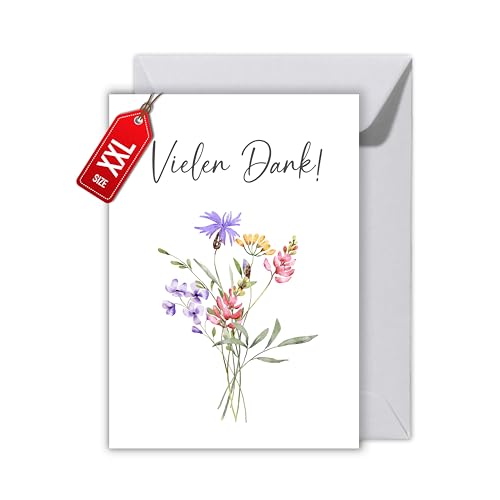 Dankeskarte mit Umschlag - Vielen Dank! Danksagung Danke Karte Abschiedskarte als Klappkarte Abschied - Hochzeit Danke Karte (XXL DIN A4) von WBdesignz
