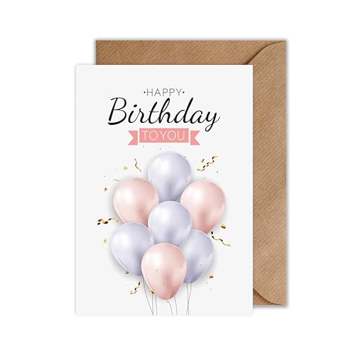 Geburtstagskarte „Happy Birthday to You“ – Edle Klappkarte DIN A6 mit Luftballons & Umschlag – Stilvolle Glückwunschkarte für Frauen, Männer, Kolleginnen & Freunde Geburtstagskarte „Happy Birthday to You“ – Edle Klappkarte DIN A6 mit Luftballons & Umschlag – Stilvolle Glückwunschkarte für Frauen, Männer, Kolleginnen & Freunde von WBdesignz