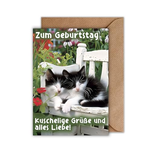 Geburtstagskarte mit Katzen – Niedliche Klappkarte DIN A6 mit Umschlag – „Zum Geburtstag – Kuschelige Grüße und alles Liebe“ – Tiermotiv für Frauen, Kinder, Freundinnen & Katzenfreunde Geburtstagskarte mit Katzen – Niedliche Klappkarte DIN A6 mit Umschlag – „Zum Geburtstag – Kuschelige Grüße und alles Liebe“ – Tiermotiv für Frauen, Kinder, Freundinnen & Katzenfreunde von WBdesignz