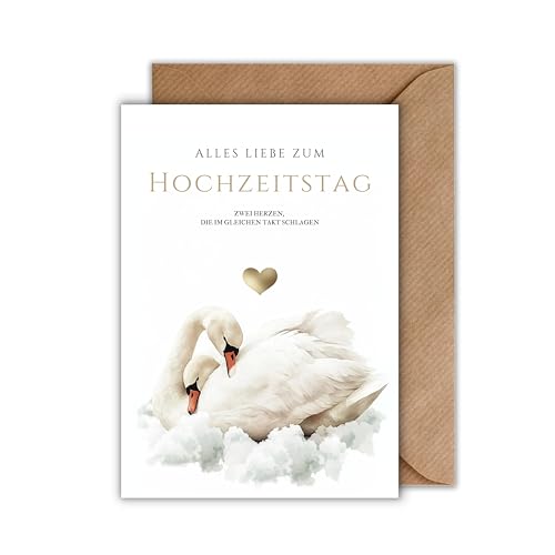 Hochzeit Karte mit Umschlag - Geschenkkarte zur Hochzeitsfeier “Alles Liebe zum Hochzeitstag” Schweine Gold Herz Glückwunschkarte zur Trauung Brautpaar Liebe Verlobung Hochzeitskarte (DIN A6) von WBdesignz
