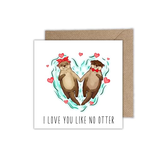 I love you like no otter Karte Liebe Freundschaft - Klappkarte mit Umschlag für Valentinstag Jahrestag Hochzeitstag von WBdesignz