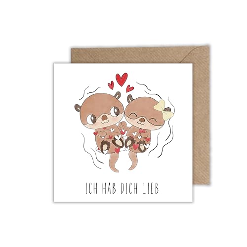 Karte Liebe für Partner Beziehung - Klappkarte mit Umschlag für Jahrestag Hochzeitstag Valentinstag Otter Karte von WBdesignz