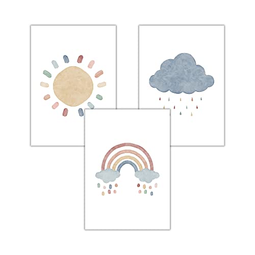 Kinderzimmer Bilder Boho 3er Set Poster Deko Babyzimmer Für Tochter Sohn Regenbogen Wolke Sonne Kinderzimmer Bilder Boho 3er Set Poster Deko Babyzimmer Für Tochter Sohn Regenbogen Wolke Sonne von WBdesignz