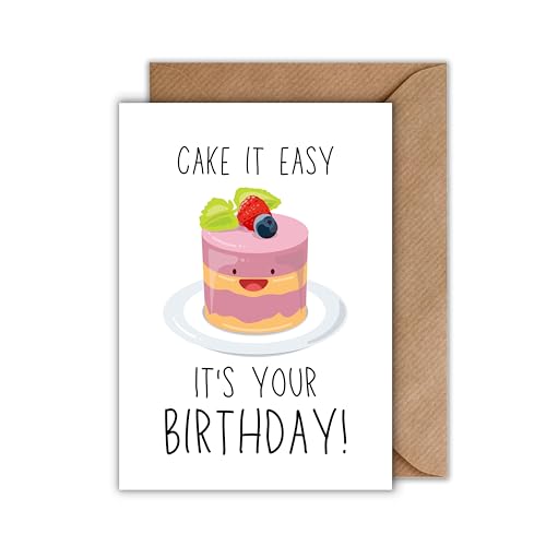 Lustige Geburtstagskarte – „Cake it easy, it’s your Birthday!” – Witzige Karte mit Kuchen-Illustration – DIN A6 Klappkarte mit Umschlag – für Männer, Frauen, Freunde & Familie Lustige Geburtstagskarte – „Cake it easy, it’s your Birthday!” – Witzige Karte mit Kuchen-Illustration – DIN A6 Klappkarte mit Umschlag – für Männer, Frauen, Freunde & Familie von WBdesignz