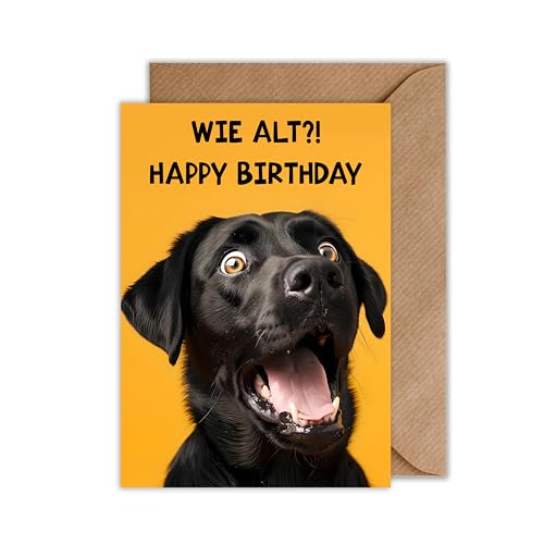 Lustige Geburtstagskarte Hund – Witzige Klappkarte DIN A6 „WIE ALT?! Happy Birthday“ – Humorvolle Grußkarte mit Umschlag für Männer, Frauen, Freunde & Kolleginnen Lustige Geburtstagskarte Hund – Witzige Klappkarte DIN A6 „WIE ALT?! Happy Birthday“ – Humorvolle Grußkarte mit Umschlag für Männer, Frauen, Freunde & Kolleginnen von WBdesignz